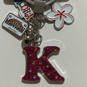 Island Girl Hawaiian Keychain Souvenir, Letter K, Pink